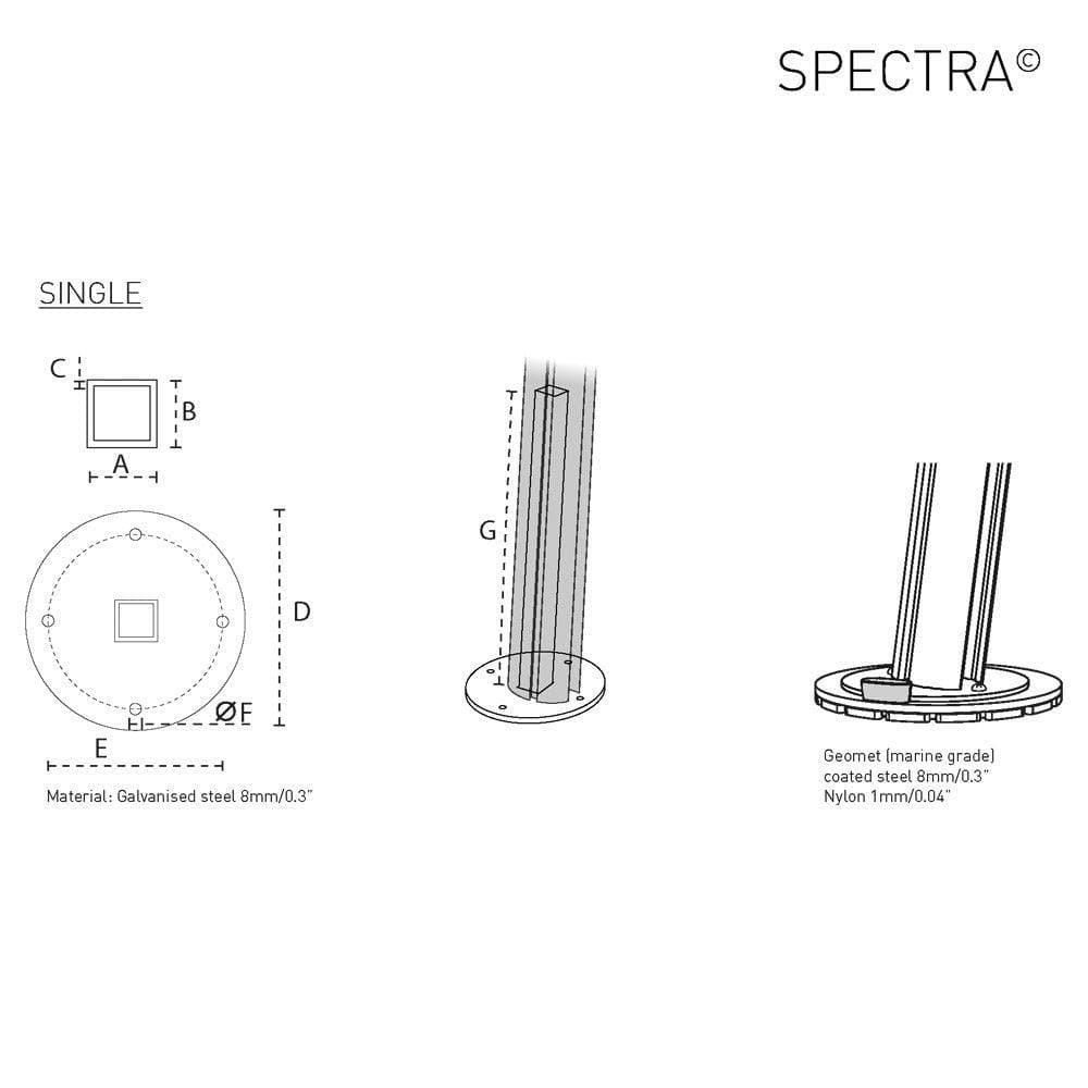 Sonnenschirm SPECTRA Forward Aluminium _ Umbrosa _SKU SP250ALU80F-NATURAL-UM-INGROUNDANCHORAGE