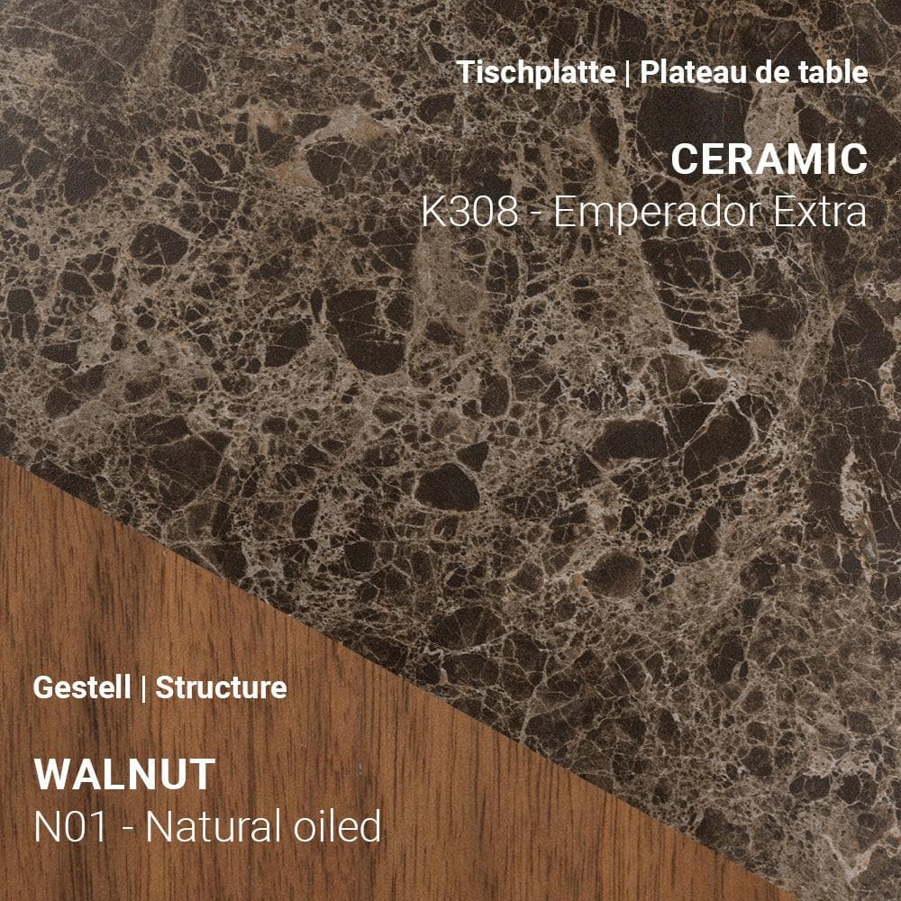 Esstisch TERRA T0500 - Keramik & Nussbaum _ Mobitec _SKU T0500-K308/N01_90x180