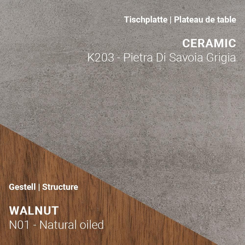 Ausziehtisch TERRA T0601 - Keramik & Nussbaum _ Mobitec _SKU T0500-K203/N01_90x160/260