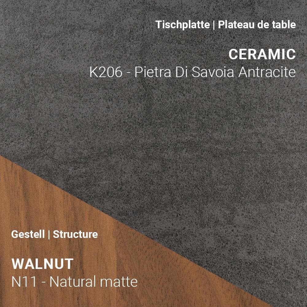 Ausziehtisch TERRA T0601 - Keramik & Nussbaum _ Mobitec _SKU T0500-K206/N11_90x160/260