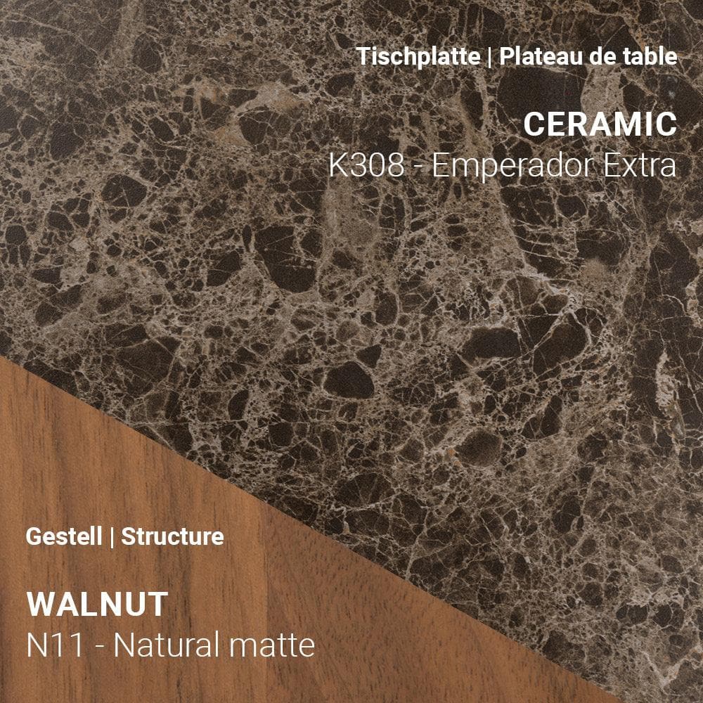 Esstisch TERRA T0500 - Keramik & Nussbaum _ Mobitec _SKU T0500-K308/N11_90x180