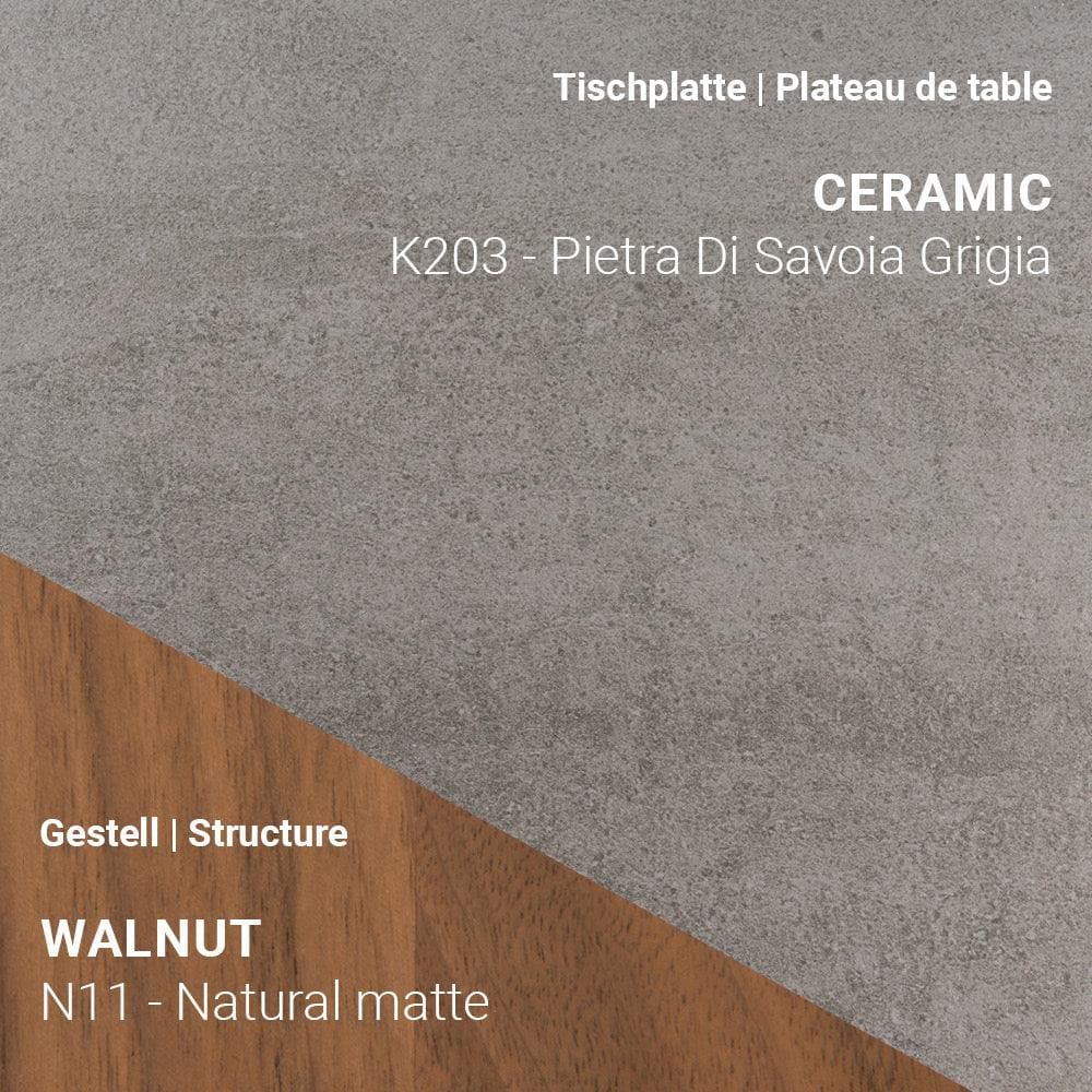 Esstisch TERRA T0500 - Keramik & Nussbaum _ Mobitec _SKU T0500-K203/N11_90x180